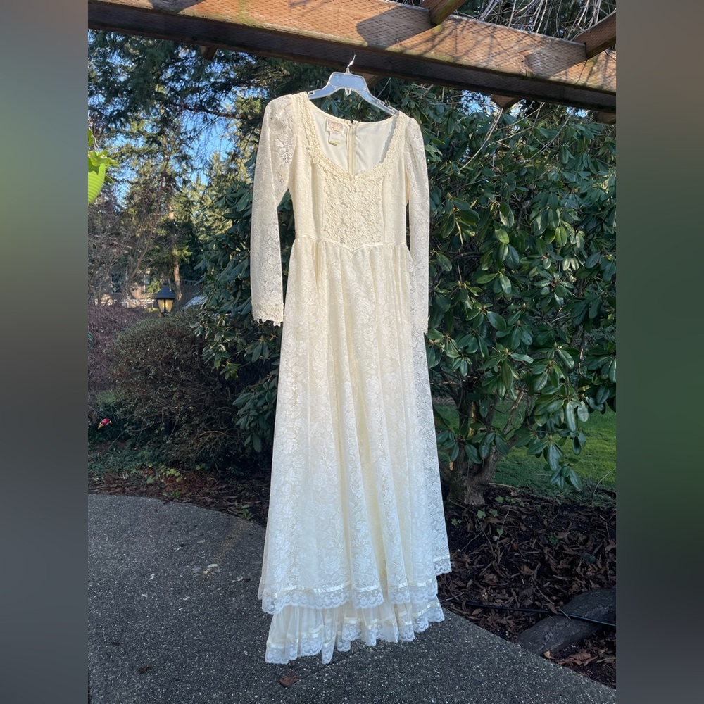 VTG 70s Gunne Sax Romantic Renaissance Bridal Collection Lace Wedding Dress sz11 - Picture 1 of 15